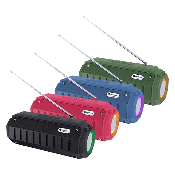 New Rixing NR-905FM TWS Bluetooth Speaker Support Hands-free Call / FM with Shoulder Strap & Antenna (Blue)