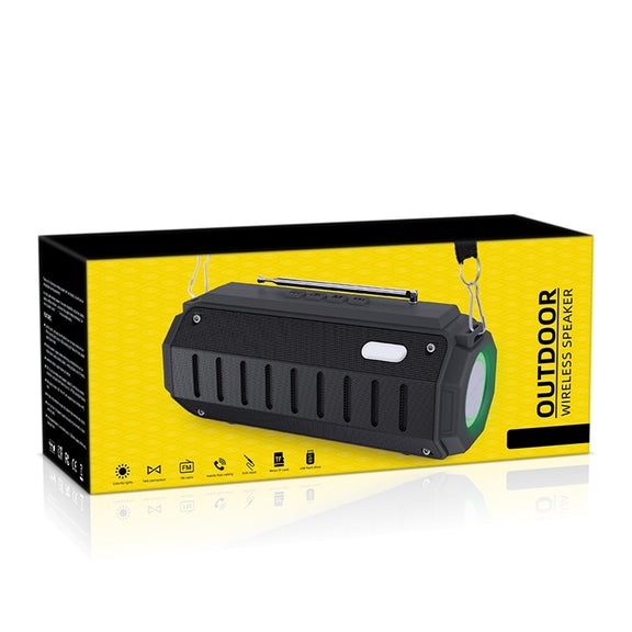 New Rixing NR-905FM TWS Bluetooth Speaker Support Hands-free Call / FM with Shoulder Strap & Antenna (Green)
