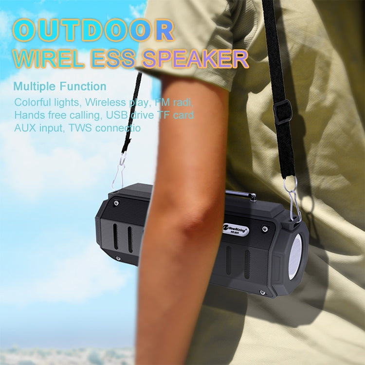 New Rixing NR-905FM TWS Bluetooth Speaker Support Hands-free Call / FM with Shoulder Strap & Antenna (Red)