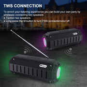 New Rixing NR-905FM TWS Bluetooth Speaker Support Hands-free Call / FM with Shoulder Strap & Antenna (Blue)