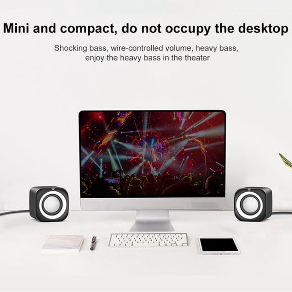 A1 Upgraded Version USB Wire-controlled 4D Stereo Sound Mini Wired Speaker, Cable Length: 1.3m(White)