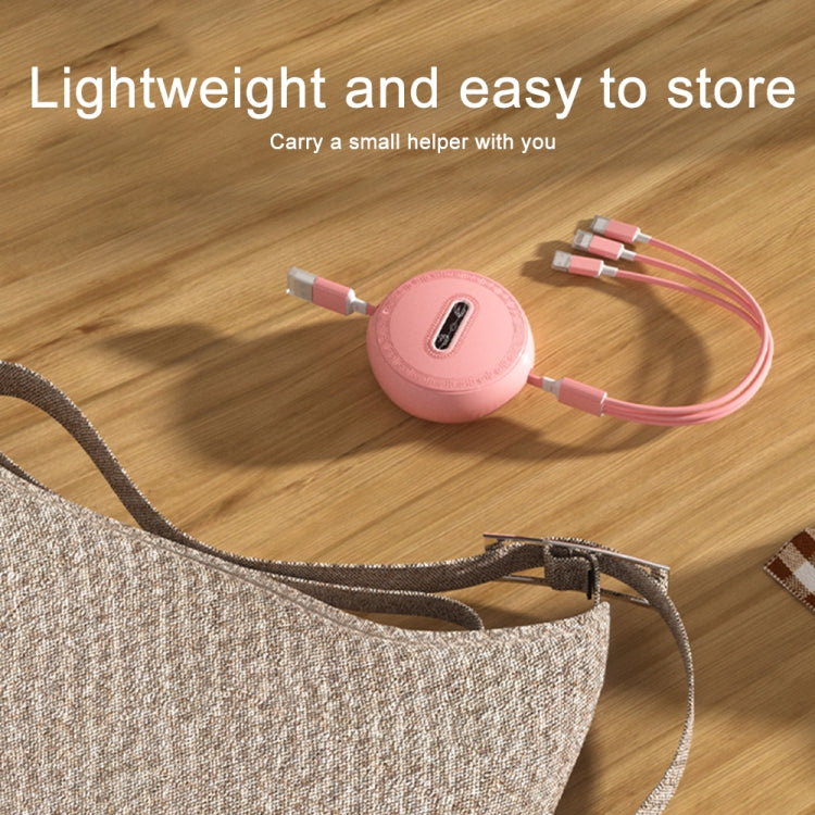 Micro + 8 Pin + Type-C / USB-C 3 In 1 Telescopic Charging Cable (Green)