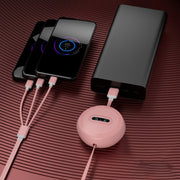 Micro + 8 Pin + Type-C / USB-C 3 In 1 Telescopic Charging Cable (Red)