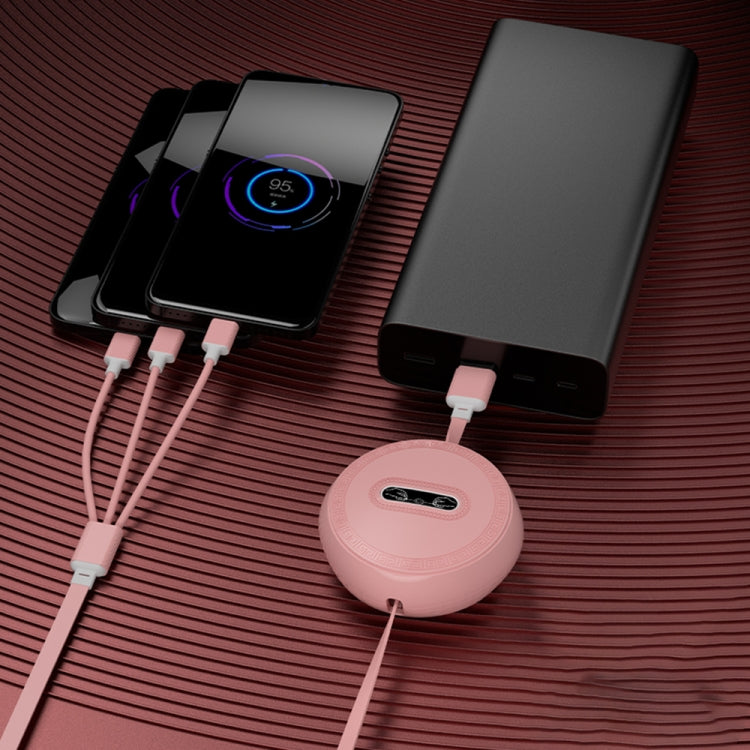 Micro + 8 Pin + Type-C / USB-C 3 In 1 Telescopic Charging Cable (Black)