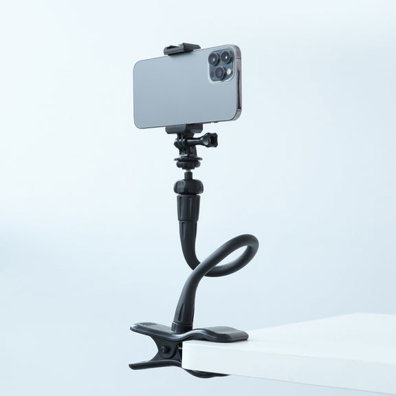 Flexible Arm Desktop Rod Action Camera Phone Holder Stand(Black)