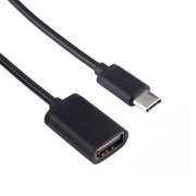 8.3cm USB Female to Type-C Male Metal Wire OTG Cable Charging Data Cable(Black)