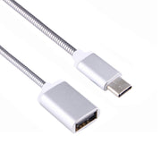 8.3cm USB Female to Type-C Male Metal Wire OTG Cable Charging Data Cable(Silver)