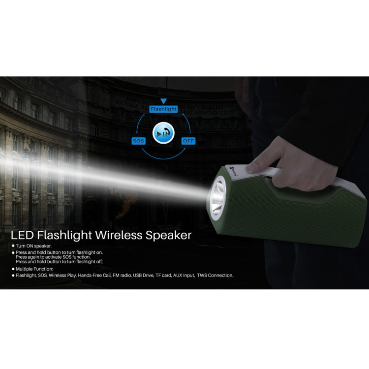 NewRixing NR-2028 Portable Lighting Wireless Bluetooth Stereo Speaker Support TWS Function Speaker (Green)