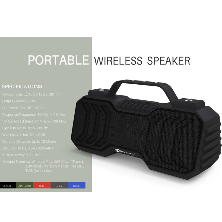 NewRixing NR-2029 Portable Wireless Bluetooth Stereo Speaker Support TWS Function Speaker(Grey)