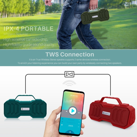 NewRixing NR-4500 Portable Wireless Bluetooth Stereo Speaker Support TWS / FM Function Speaker (Black)