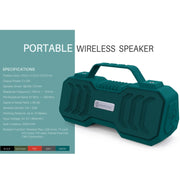 NewRixing NR-4500 Portable Wireless Bluetooth Stereo Speaker Support TWS / FM Function Speaker (Green)