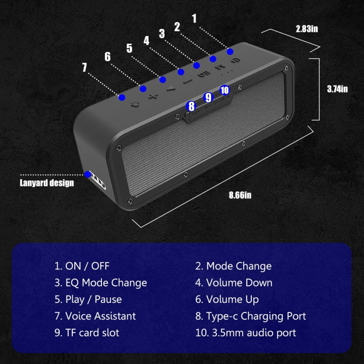 XDOBO Wake 1983 IPX7 Water-resistant Portable Outdoor Wireless Bluetooth Speaker (Black)