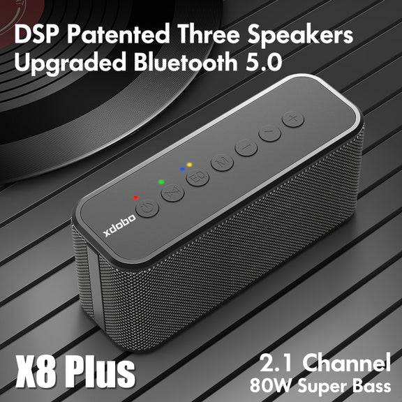 XDOBO X8 Plus 80W Wireless Bluetooth Speaker Outdoor Subwoofer Support TWS & TF Card & U Disk (Black)