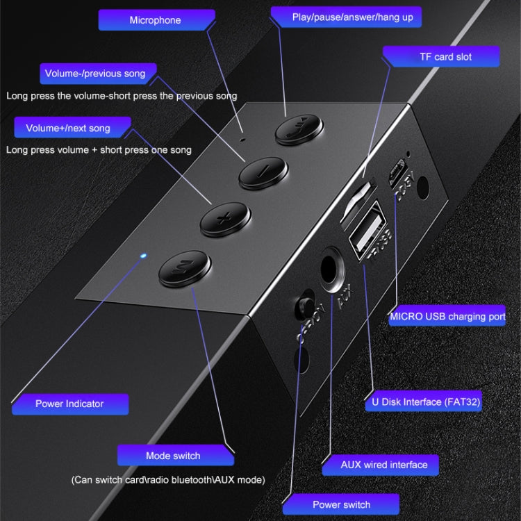 YINDIAO A36 Bluetooth 5.0 Smart Subwoofer Computer Wireless Bluetooth Speaker, Bluetooth Upgrade Version(Black)