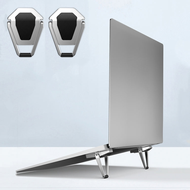 2 PCS R-JUST BJ01 Universal Stickable Shield Shape Laptop Foldable Stand(Silver)