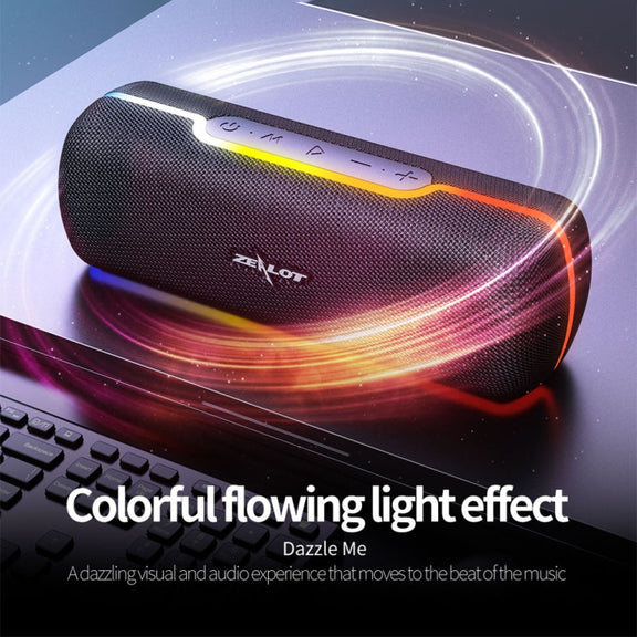 ZEALOT S55 Portable Stereo Bluetooth Speaker with Built-in Mic, Support Hands-Free Call & TF Card & AUX (Black)