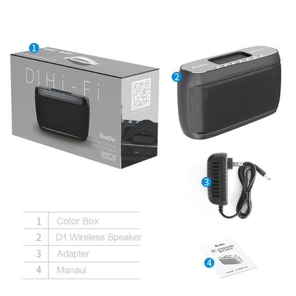 OneDer D1 60W Portable HiFi Bass Wireless Bluetooth Speaker, Support Hands-free / USB / AUX / TF (Grey)