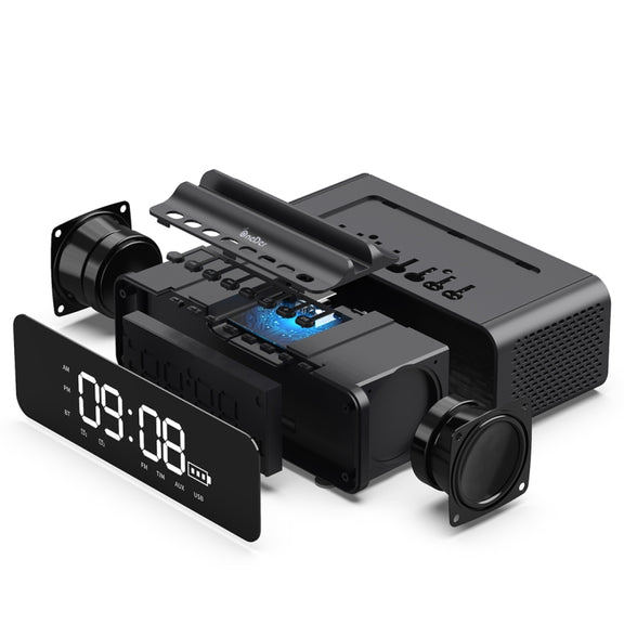 Oneder V06 Smart Sound Box Wireless Bluetooth Speaker, LED Screen Alarm Clock, Support Hands-free & FM & TF Card & AUX & USB Drive (Black)