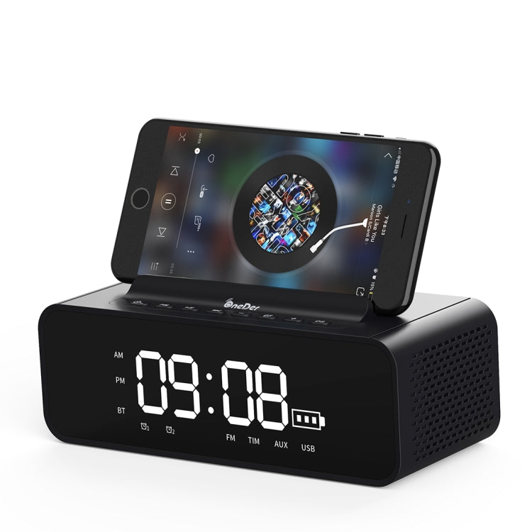 Oneder V06 Smart Sound Box Wireless Bluetooth Speaker, LED Screen Alarm Clock, Support Hands-free & FM & TF Card & AUX & USB Drive (Gold)
