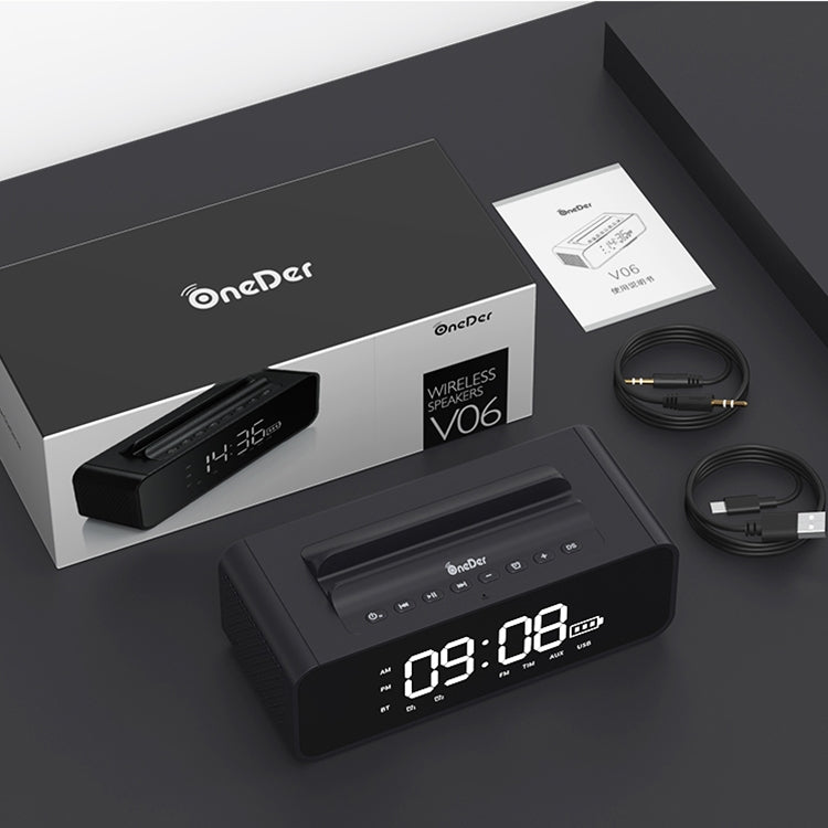 Oneder V06 Smart Sound Box Wireless Bluetooth Speaker, LED Screen Alarm Clock, Support Hands-free & FM & TF Card & AUX & USB Drive (Gold)