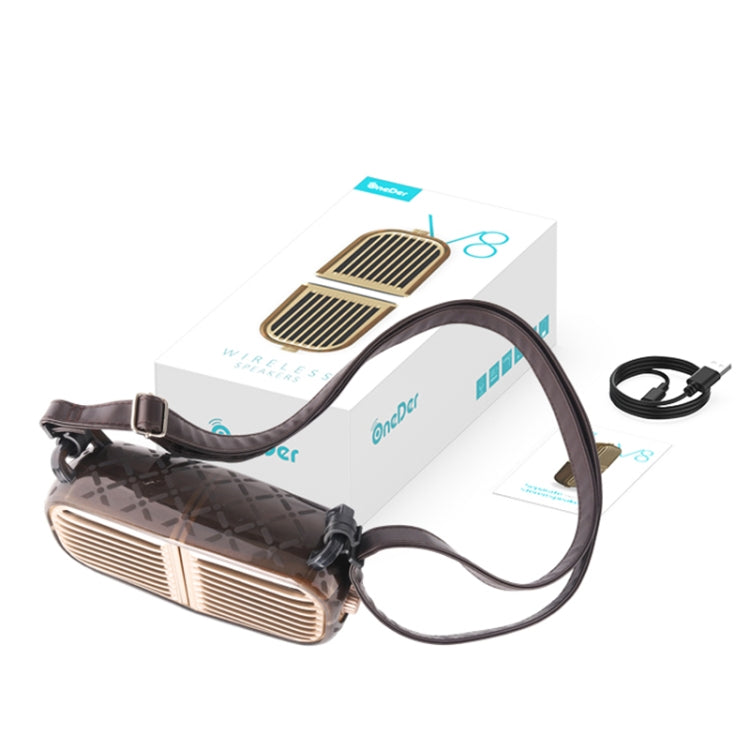 Oneder V8 Magnetic Suction Pair Stereo Sound Box Wireless Bluetooth Speaker with Strap, Support Hands-free & TF Card & AUX & USB Drive(Champagne Gold)