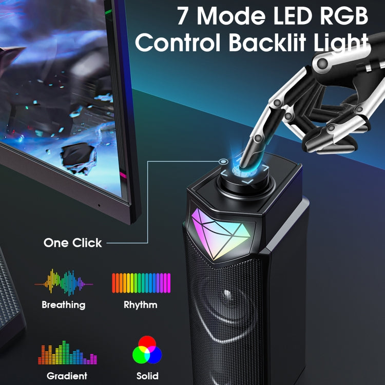 L1 Outdoor Portable RGB Light USB Bluetooth Wireless Speaker with Mic(Black)