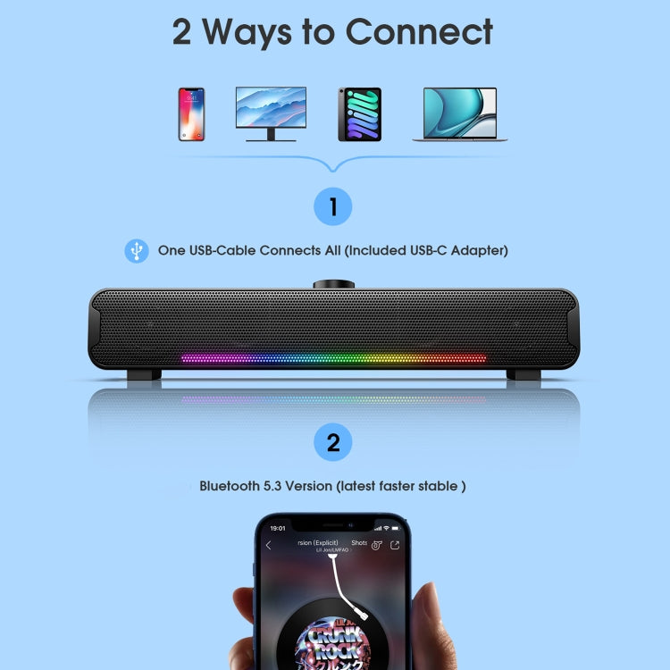 L16 Outdoor Portable RGB Light HiFi USB Bluetooth Wireless Speaker(Black)