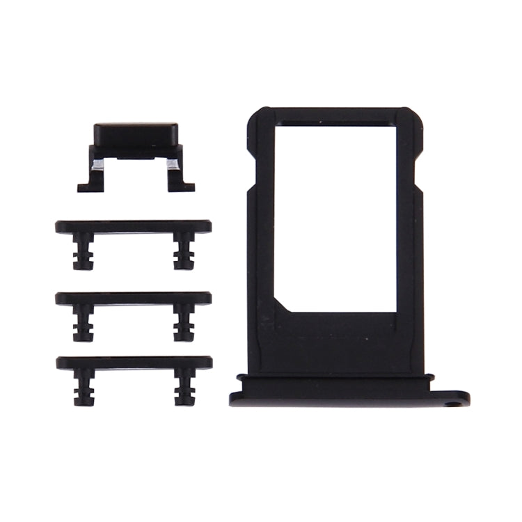 Card Tray + Volume Control Key + Power Button + Mute Switch Vibrator Key for iPhone 7 Plus(Black)