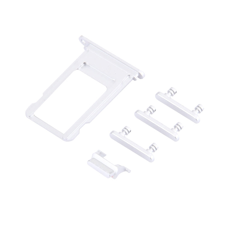 Card Tray + Volume Control Key + Power Button + Mute Switch Vibrator Key for iPhone 7 Plus(Silver)