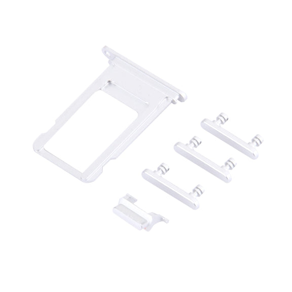 Card Tray + Volume Control Key + Power Button + Mute Switch Vibrator Key for iPhone 7 Plus(Silver)