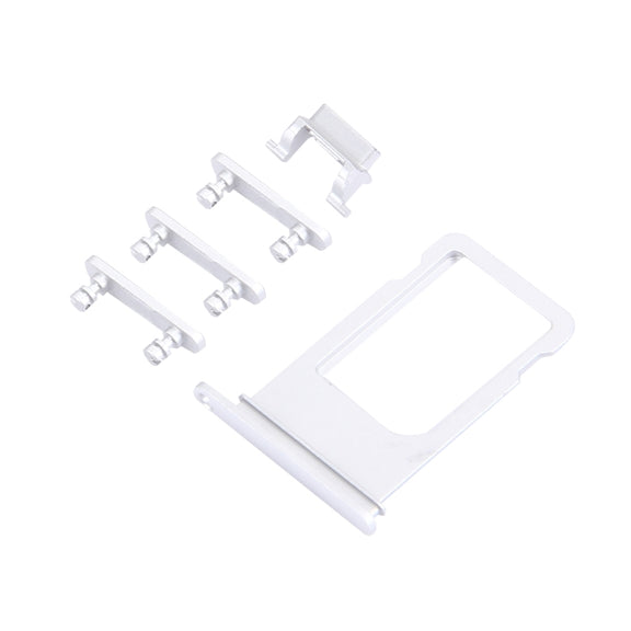 Card Tray + Volume Control Key + Power Button + Mute Switch Vibrator Key for iPhone 7 Plus(Silver)