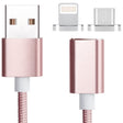 2 in 1 5V 2A Micro USB & 8 Pin to USB 2.0 Weave Style Magnetic Data Cable, Cable Length: 1.2m(Pink) - Charging Cable & Head by PMC TechLife | Online Shopping South Africa | PMC TechLife | Buy Now Pay Later Mobicred