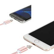 2 in 1 5V 2A Micro USB & 8 Pin to USB 2.0 Weave Style Magnetic Data Cable, Cable Length: 1.2m(Pink)