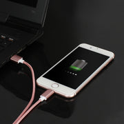 2 in 1 5V 2A Micro USB & 8 Pin to USB 2.0 Weave Style Magnetic Data Cable, Cable Length: 1.2m(Pink)