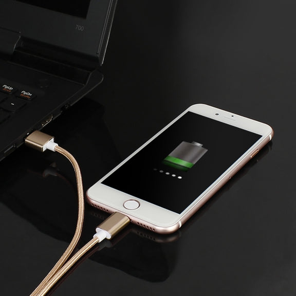 2 in 1 5V 2A Micro USB & 8 Pin to USB 2.0 Weave Style Magnetic Data Cable, Cable Length: 1.2m(Gold)