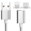 2 in 1 5V 2A Micro USB & 8 Pin to USB 2.0 Weave Style Magnetic Data Cable, Cable Length: 1.2m(Silver) - Charging Cable & Head by PMC TechLife | Online Shopping South Africa | PMC TechLife | Buy Now Pay Later Mobicred