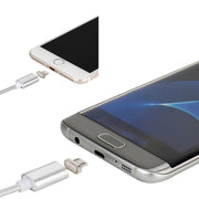 2 in 1 5V 2A Micro USB & 8 Pin to USB 2.0 Weave Style Magnetic Data Cable, Cable Length: 1.2m(Silver)
