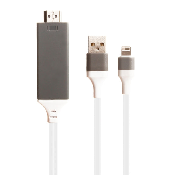 8 Pin Male to HDMI & USB Male Adapter Cable, Length: 2m(White)