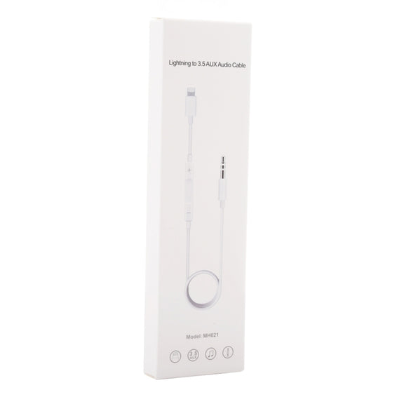 MH021 1m 8 Pin to 3.5mm AUX Audio Cable Support Line Control(White)
