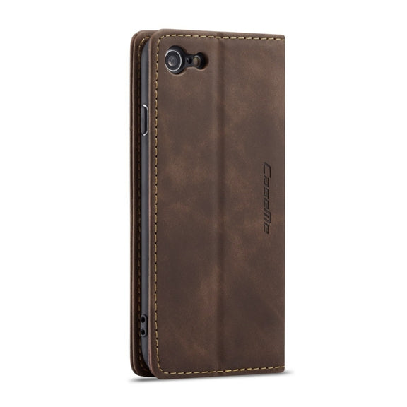 CaseMe-013 Multifunctional Retro Frosted Horizontal Flip Leather Case for iPhone 7 / 8, with Card Slot & Holder & Wallet(Coffee)