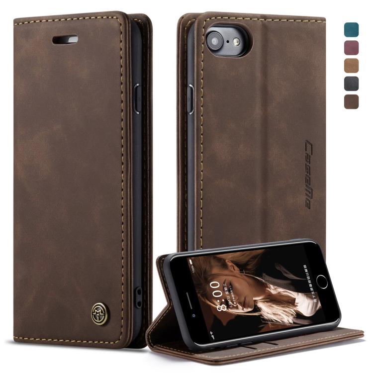 CaseMe-013 Multifunctional Retro Frosted Horizontal Flip Leather Case for iPhone 7 / 8, with Card Slot & Holder & Wallet(Coffee)