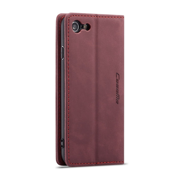 CaseMe-013 Multifunctional Retro Frosted Horizontal Flip Leather Case for iPhone 7 / 8, with Card Slot & Holder & Wallet(Wine Red)