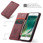 CaseMe-013 Multifunctional Retro Frosted Horizontal Flip Leather Case for iPhone 7 / 8, with Card Slot & Holder & Wallet(Wine Red)