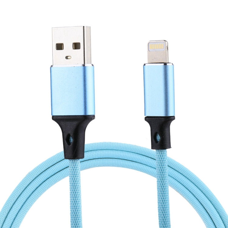 1m 2A USB to 8 Pin Nylon Weave Style Data Sync Charging Cable(Blue)