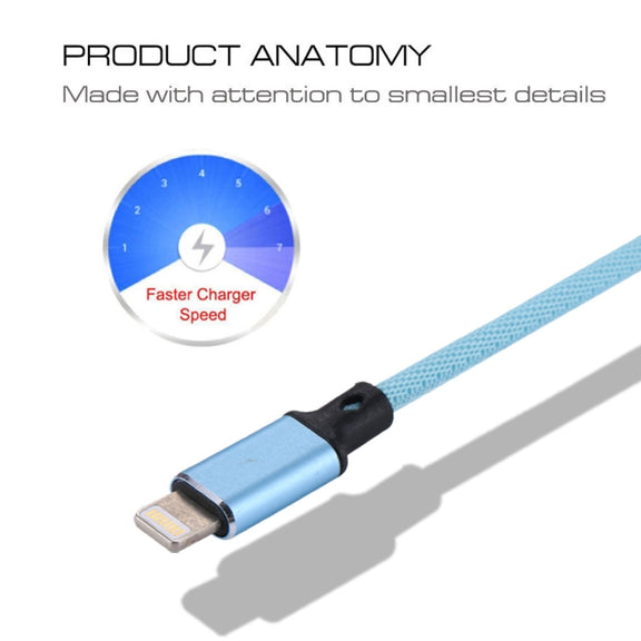 1m 2A USB to 8 Pin Nylon Weave Style Data Sync Charging Cable(Blue)