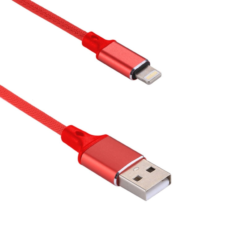 1m 2A USB to 8 Pin Nylon Weave Style Data Sync Charging Cable(Red)