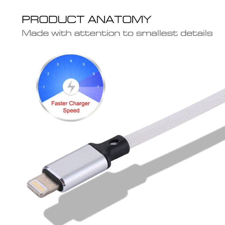 1m 2A USB to 8 Pin Nylon Weave Style Data Sync Charging Cable(White)