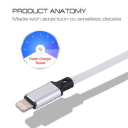 1m 2A USB to 8 Pin Nylon Weave Style Data Sync Charging Cable(White)