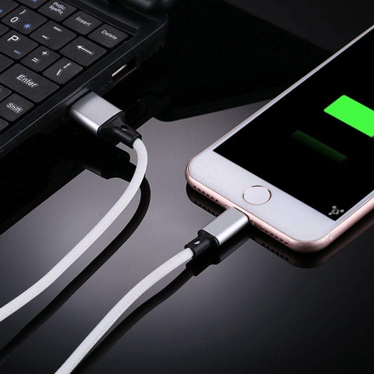 1m 2A USB to 8 Pin Nylon Weave Style Data Sync Charging Cable(White)