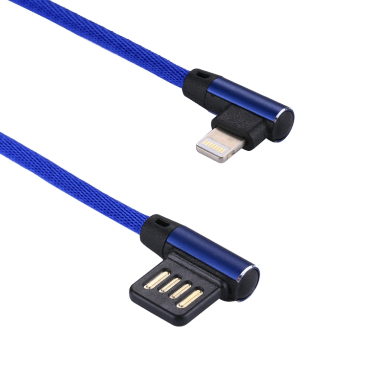 1m 2.4A Output USB to 8 Pin Double Elbow Design Nylon Weave Style Data Sync Charging Cable(Dark Blue)